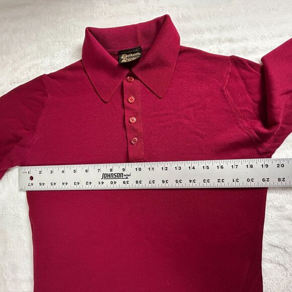 Dalkeith Womens Virgin Wool Polo Sweater Pullover Dark Pink Made in England - Picture 6 of 7